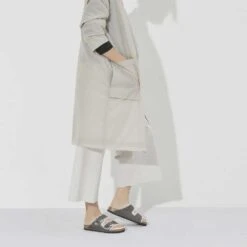 Birkenstock Arizona Shearling Sandals - Iron Natural- Medium/Narrow -BROOKS Sales Shop 1021067 f look f