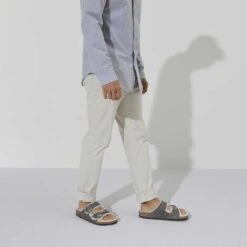 Birkenstock Arizona Shearling Sandals - Iron Natural- Medium/Narrow -BROOKS Sales Shop 1021067 f look m