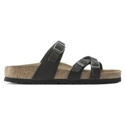 Birkenstock Women's Franca Oiled Leather Sandals- Black- Regular/Wide -BROOKS Sales Shop 1021203 side
