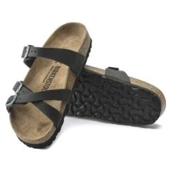 Birkenstock Women's Franca Oiled Leather Sandals- Black- Regular/Wide -BROOKS Sales Shop 1021203 sole