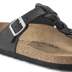 Birkenstock Gizeh Braid Suede Black Oil Leather- Regular/Wide -BROOKS Sales Shop 1021349 detail 1
