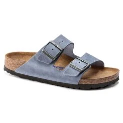 Birkenstock Arizona SFB Oil Leather Sandal - Dusty Blue - Regular/Wide