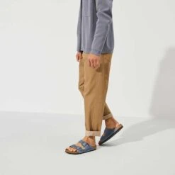 Birkenstock Arizona SFB Oil Leather Sandal - Dusty Blue - Regular/Wide -BROOKS Sales Shop 1022477 f look m