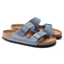 Birkenstock Arizona SFB Oil Leather Sandal - Dusty Blue - Regular/Wide -BROOKS Sales Shop 1022477 pair