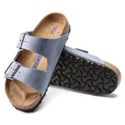 Birkenstock Arizona SFB Oil Leather Sandal - Dusty Blue - Regular/Wide -BROOKS Sales Shop 1022477 sole