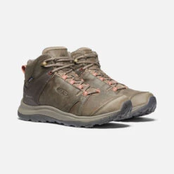 Keen Women's Terradora II Leather Mid Waterproof Boots - Brindle/Redwood - Regular (B) -BROOKS Sales Shop 1023728 PLA PDP