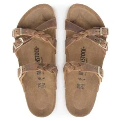 Birkenstock Women's Franca Oiled Leather Sandal - Cognac - Regular/Wide -BROOKS Sales Shop 1024052 top