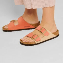 Birkenstock Women's Arizona Nubuck Sandal - Mars/Sandcastle - Regular (B) -BROOKS Sales Shop 1025757 f closeup f