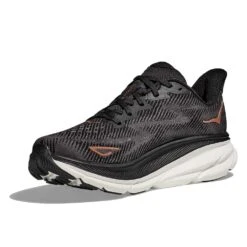 Hoka Women's Clifton 9 Running Shoe - Black/Copper - Wide (D) -BROOKS Sales Shop 1127896 BCPPR 3