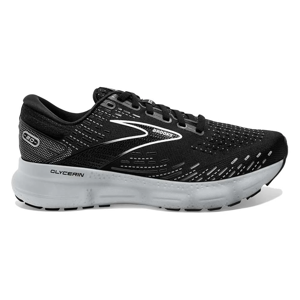 BROOKS Women's Glycerin 20 Running Shoe - Black/White/Alloy - Wide (D) 3 BROOKS Women's Glycerin 20 Running Shoe - Black/White/Alloy - Wide (D)