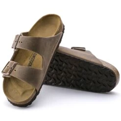 Birkenstock Arizona Cork Tobacco Brown Oiled Leather Sandal- Regular/Wide -BROOKS Sales Shop 352203 sole