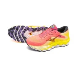 Mizuno Women's Wave Sky 7 Running Shoe - High/Vis Pink/Ombre Blue - Regular (B) -BROOKS Sales Shop 411413 1VRE 11