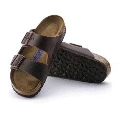 Birkenstock Arizona Soft Footbed Habana Dark Brown Oiled Leather Sandal- Regular/Wide -BROOKS Sales Shop 452761 sole
